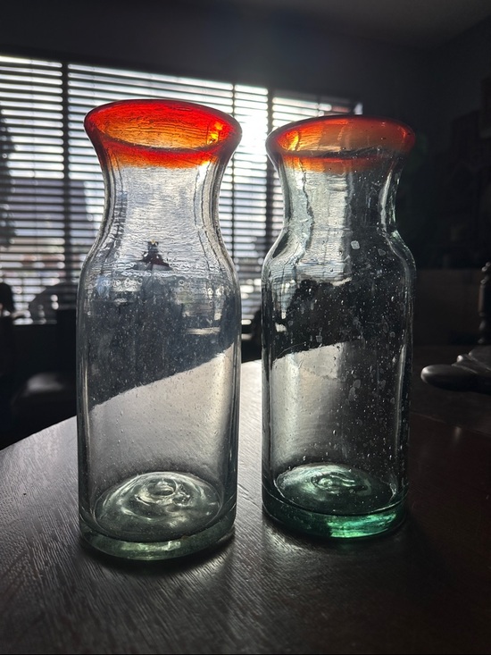 Mexican glass Other - 2 Mexican distressed glass carafes. Great for your OJ for the weekend mimosa!
